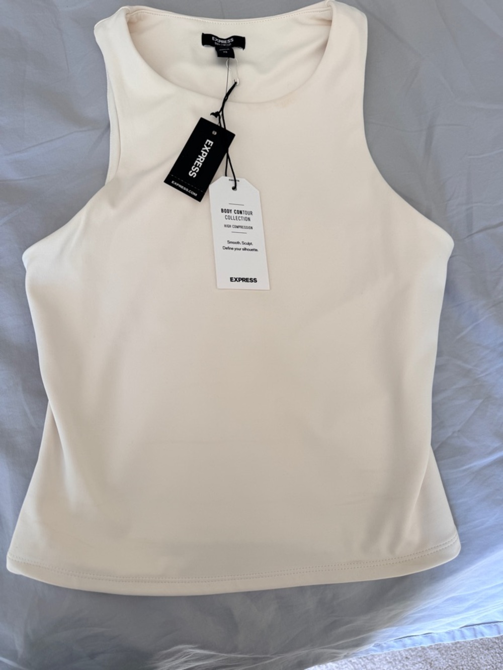 Express Cream High-Neck Body Contour Tank